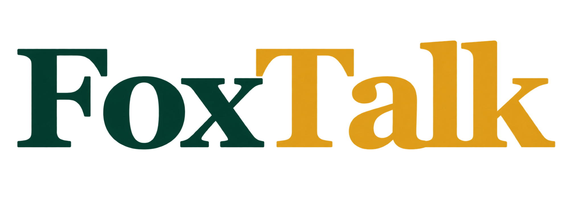 Official FoxTalk primary green-and-gold wordmark